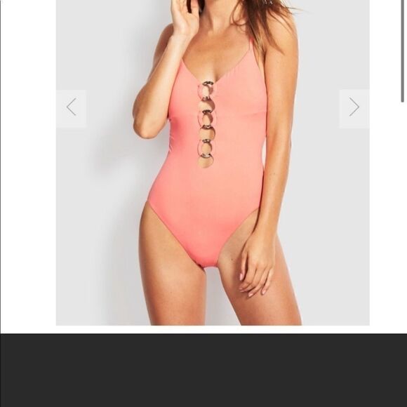 Seafolly ring front maillot peach swimsuit NWT - Picture 1 of 6